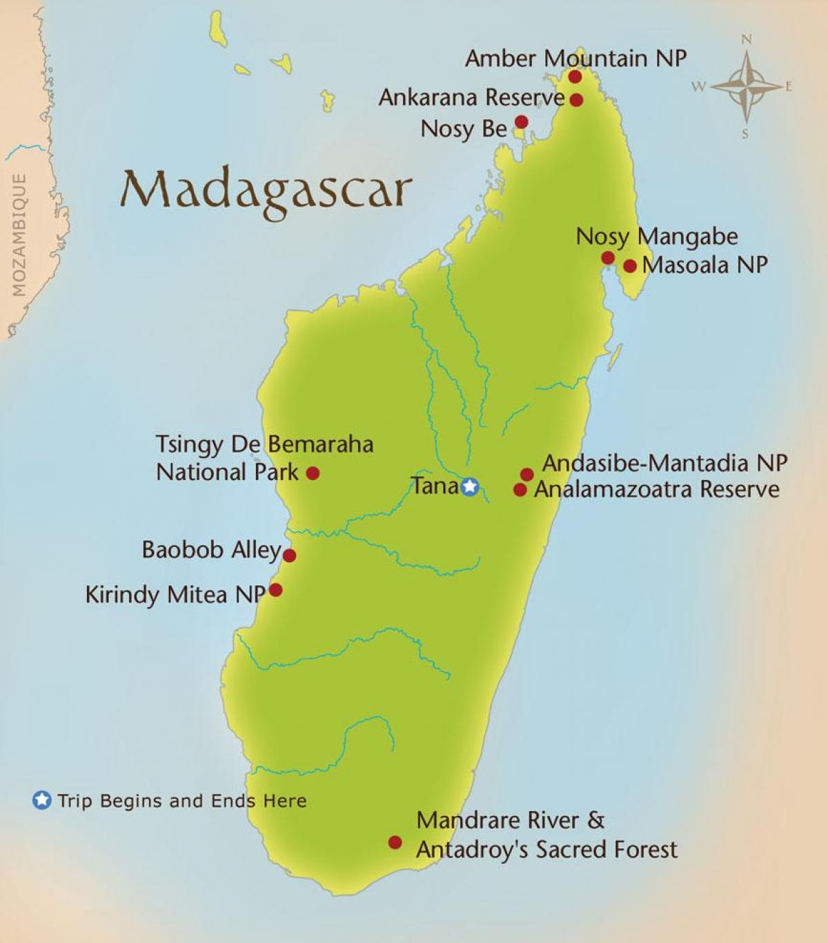 kartes Madagaskaras kalni