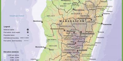 Kartes fiziskās karte Madagaskara