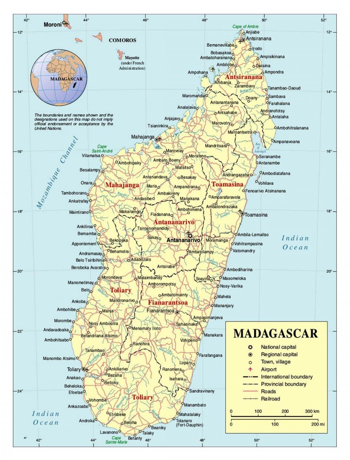 detalizēta karte, Madagaskaras