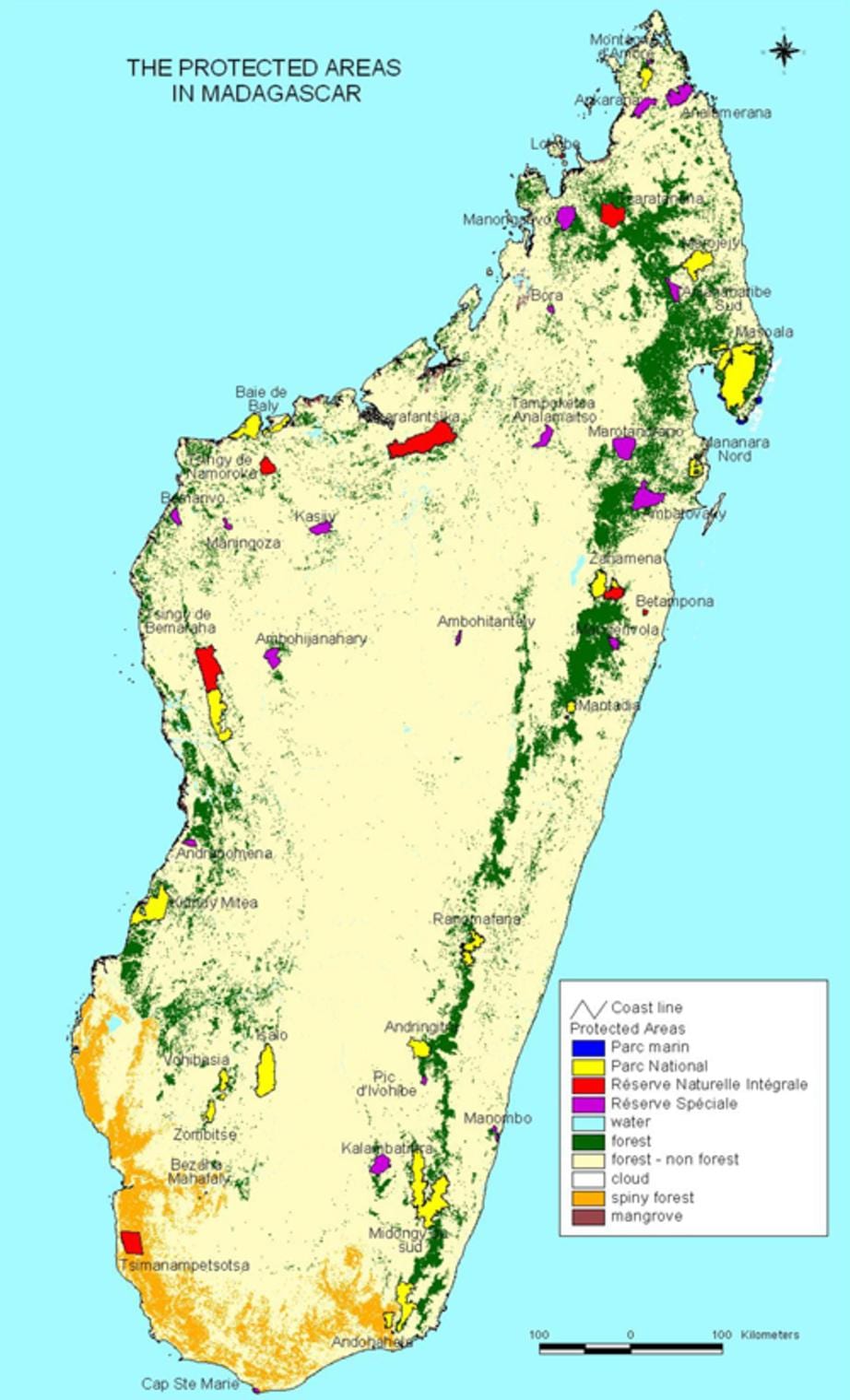 kartes Madagaskaras nacionālie parki