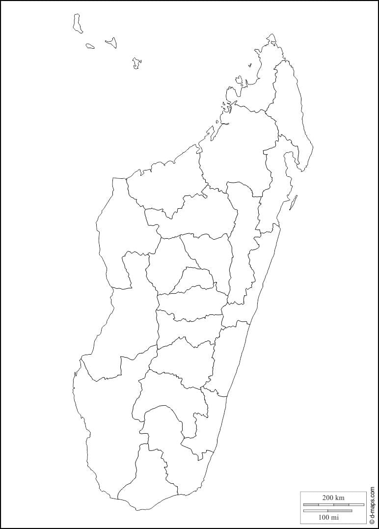 Madagaskara kartes kontūra
