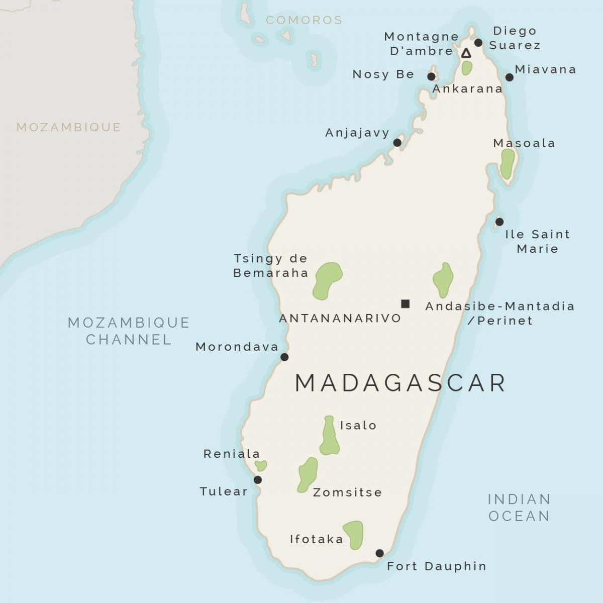 karte, Madagaskaras un apkārtējām salām