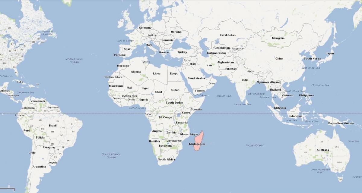 pasaules kartes, kas parāda Madagaskara