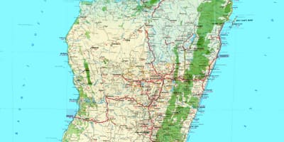 Kartes Madagaskaras topogrāfiskās