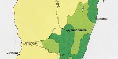Madagaskaras iedzīvotāju blīvums karte